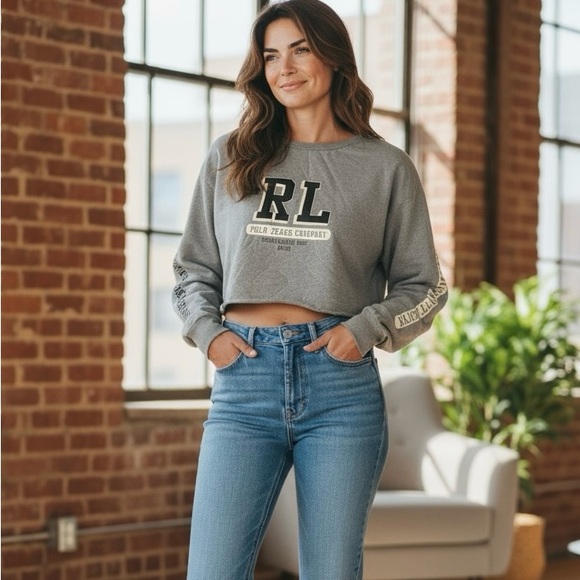 Polo Ralph Lauren Tops - Ralph Lauren Polo Jeans Company Logo Crop top‎ LS tee Shirt Womens XL